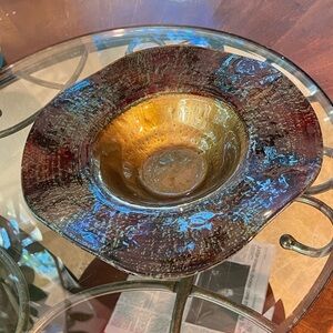 Unbranded vintage wavy glass bowl 12” home decor